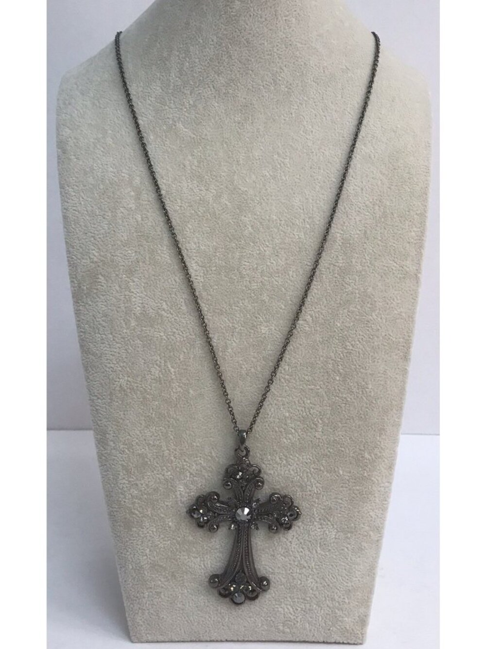Vintage Religious Christian Chunky Filigree Cross Necklace 31”